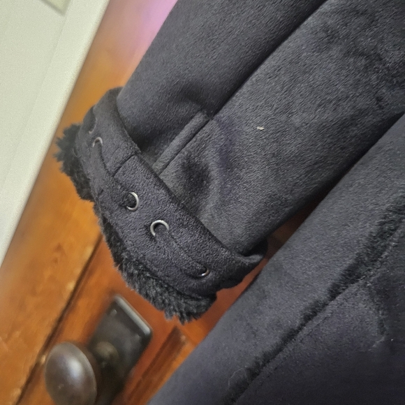 NWT Dennis Basso Patchwork Faux Suede Shearling Faux Fur Coat - Picture 5 of 12